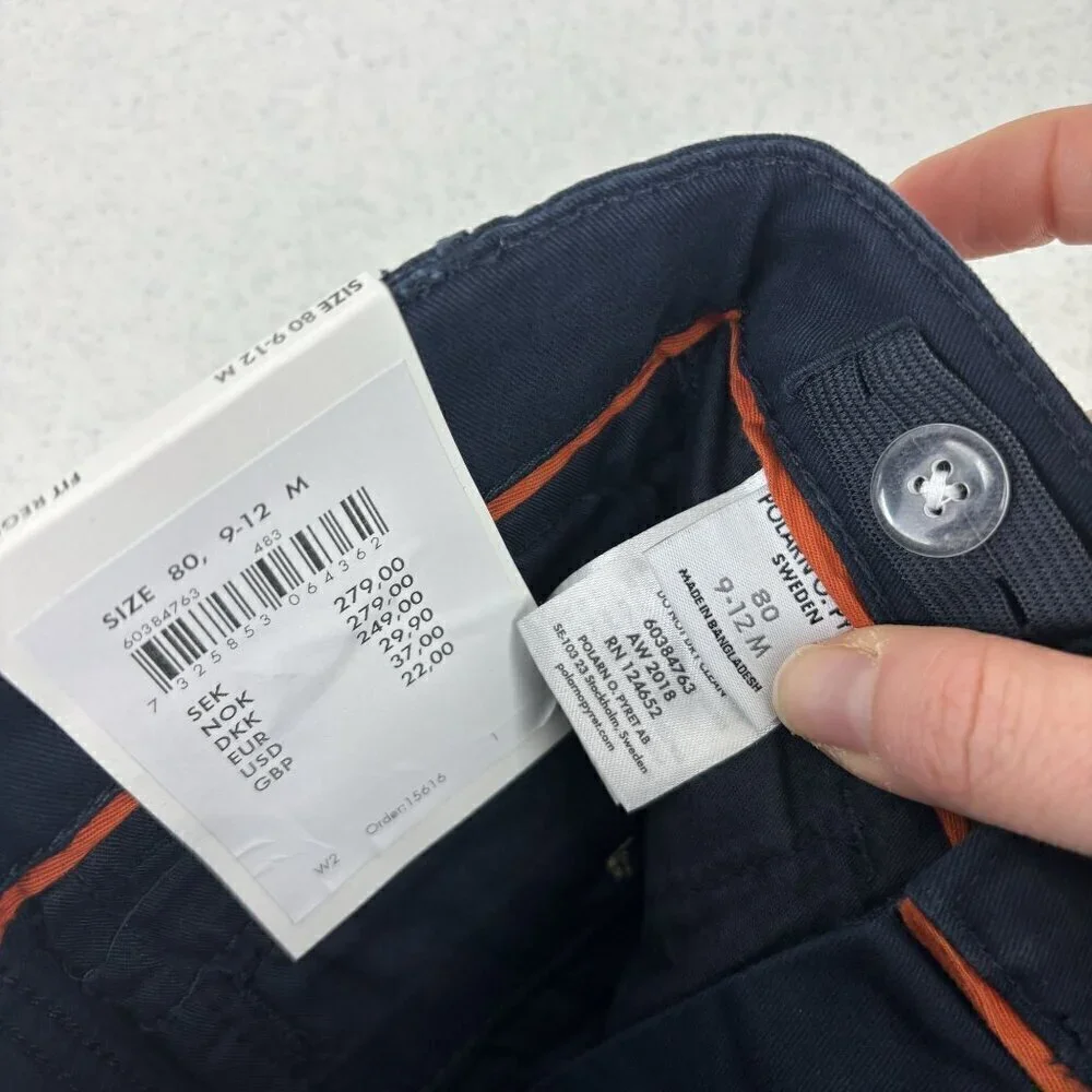 Polarn O. Pyret Regular Straight Leg Pants Navy NWT 9-12M